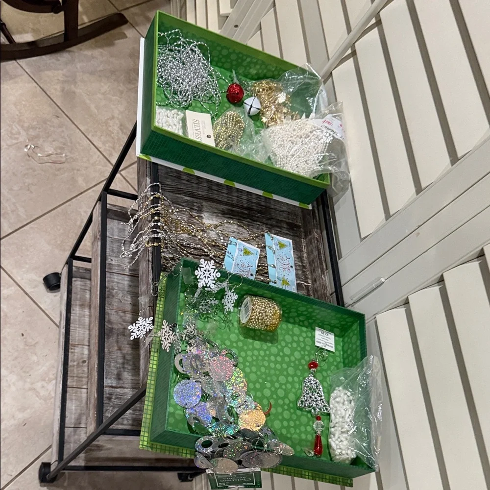 Festive Holiday Garland Set with Snowflakes and Bells & Ornament & Box